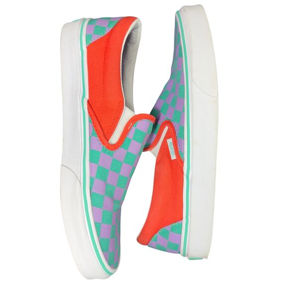 Vans Slip On Checkerboard Skate Shoe - Tomato / Orchid MEN 7/ WMN 8.5. EXCLUSIVE - Picture 14 of 16